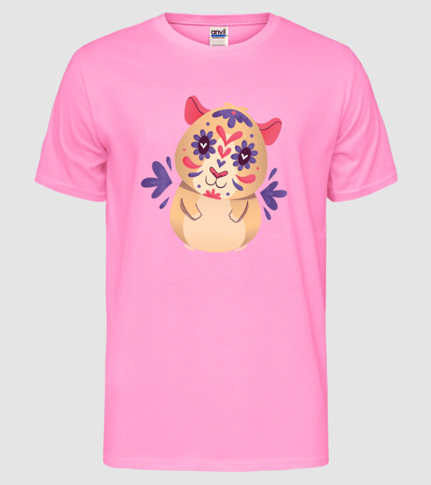 Porcușor de Guineea model roz neon pe tricou