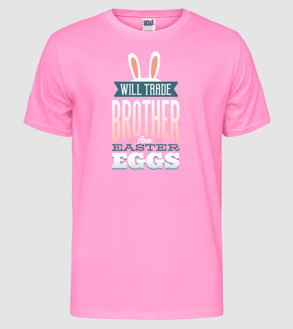 O schimb pe sora mea pe un ou de Paște model roz neon pe tricou