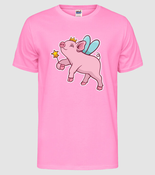 Porcușor zână model roz neon pe tricou