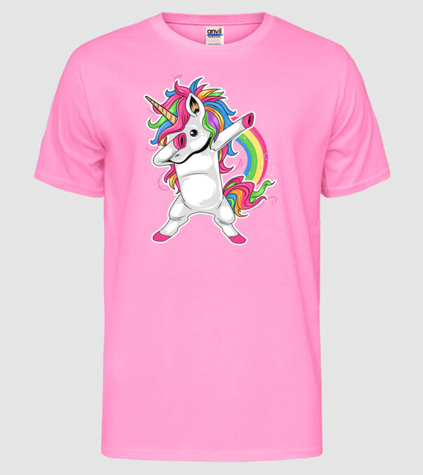 Unicorn Dab model roz neon pe tricou