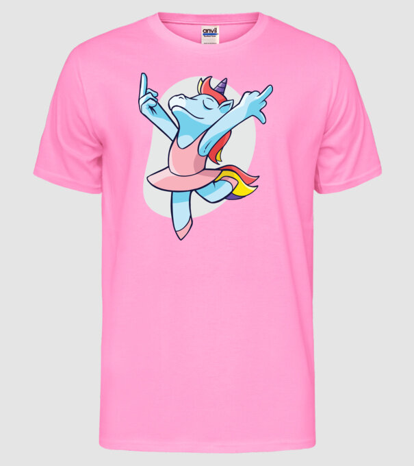 Unicorn Balet dans model roz neon pe tricou