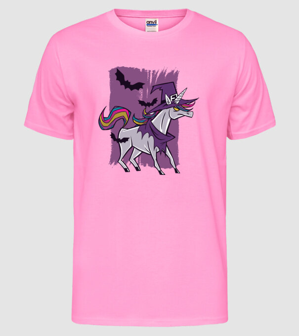 Unicorn vrăjitoare model roz neon pe tricou