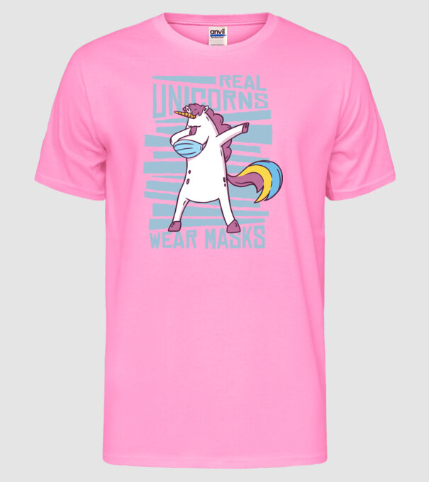 Unicorn DAB Mască model roz neon pe tricou