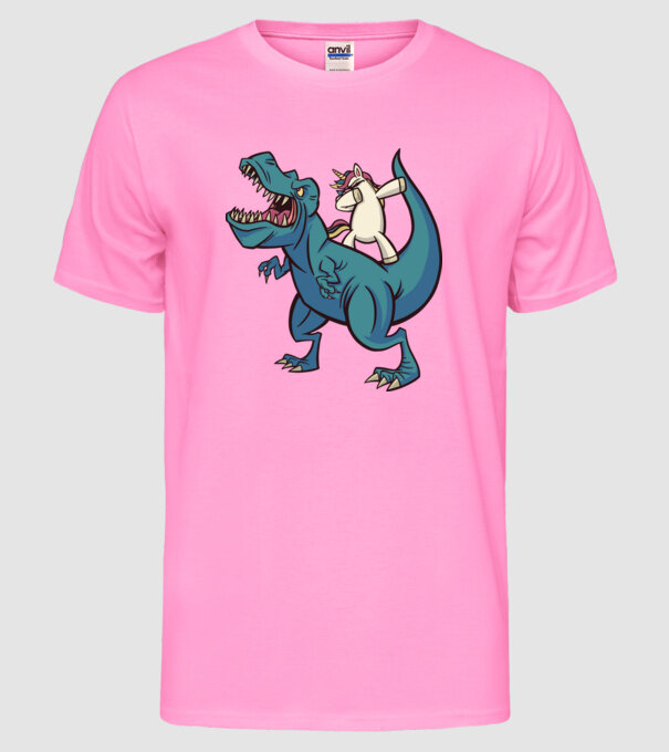 Unicorn DAB T-rex model roz neon pe tricou