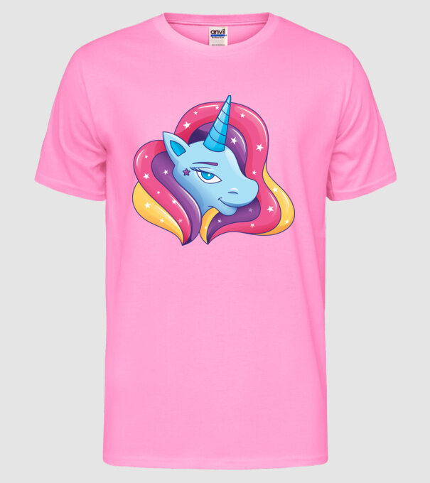 Cap de unicorn model roz neon pe tricou
