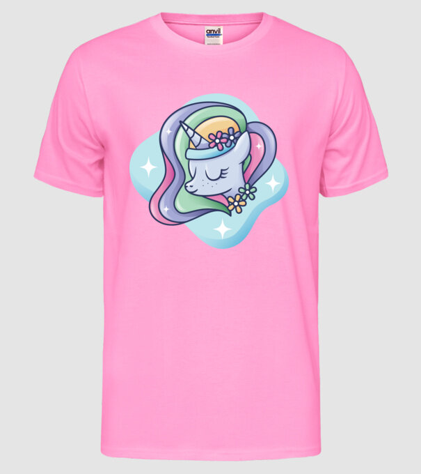 Cap de unicorn model roz neon pe tricou