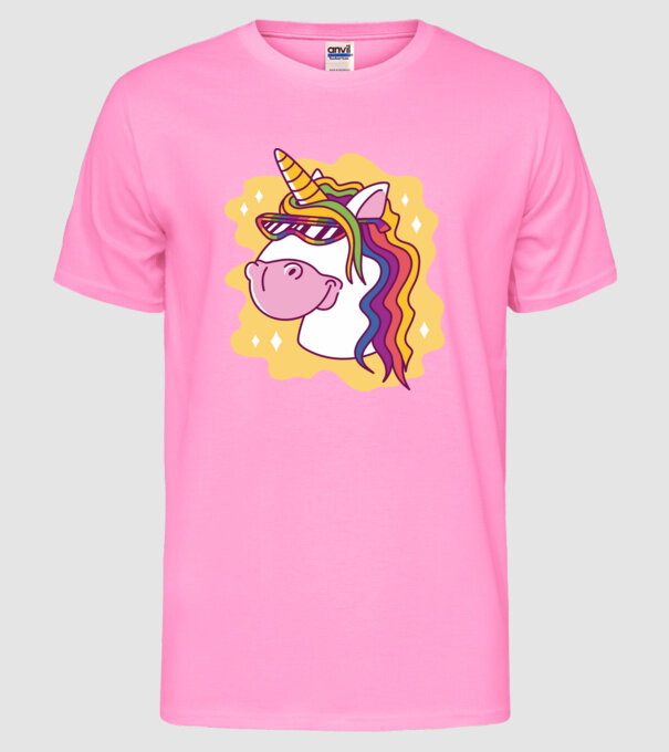 Cap de unicorn model roz neon pe tricou