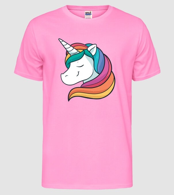 Cap de unicorn model roz neon pe tricou