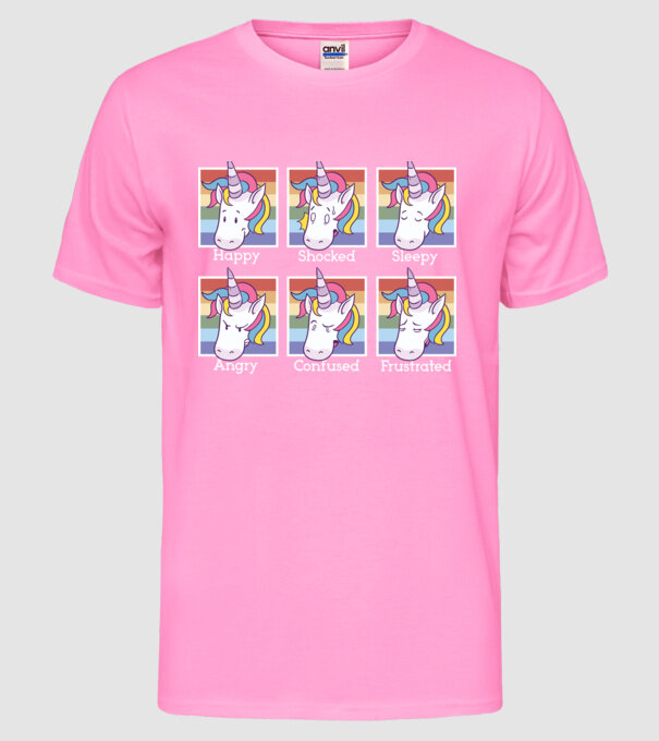 Capete de unicorn model roz neon pe tricou
