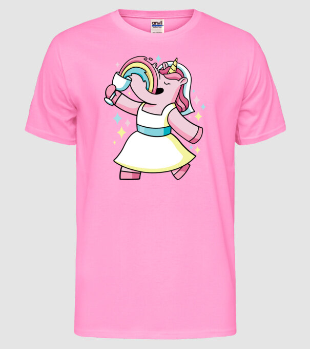 Unicorn Mireasă model roz neon pe tricou
