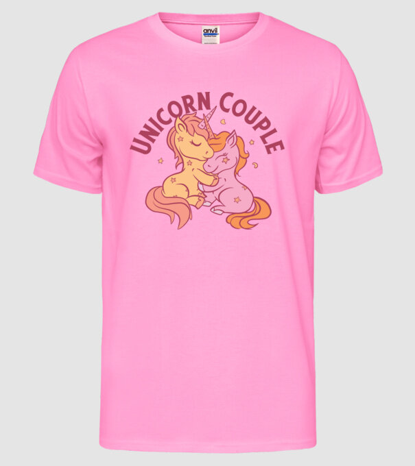 Pereche Unicorn model roz neon pe tricou