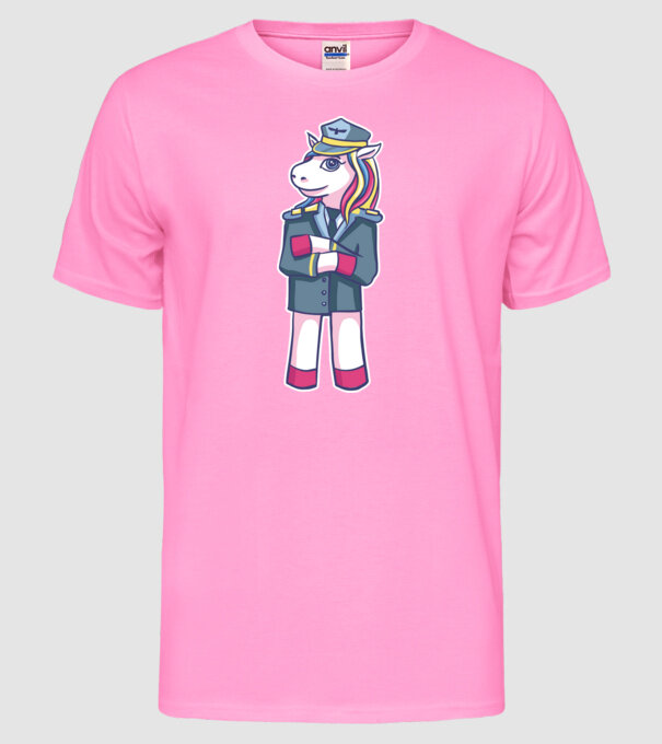 Unicorn Pilot model roz neon pe tricou