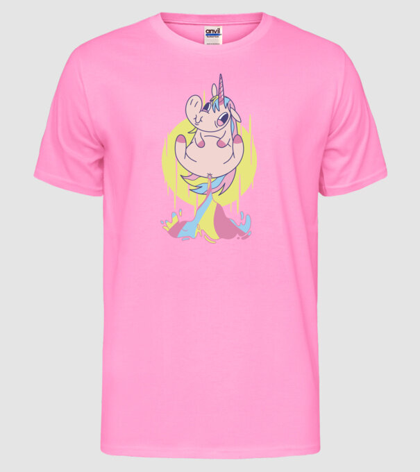 Bășină Unicorn model roz neon pe tricou