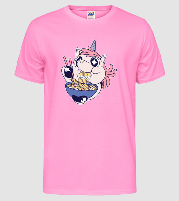 Unicorn Ramen model roz neon pe tricou