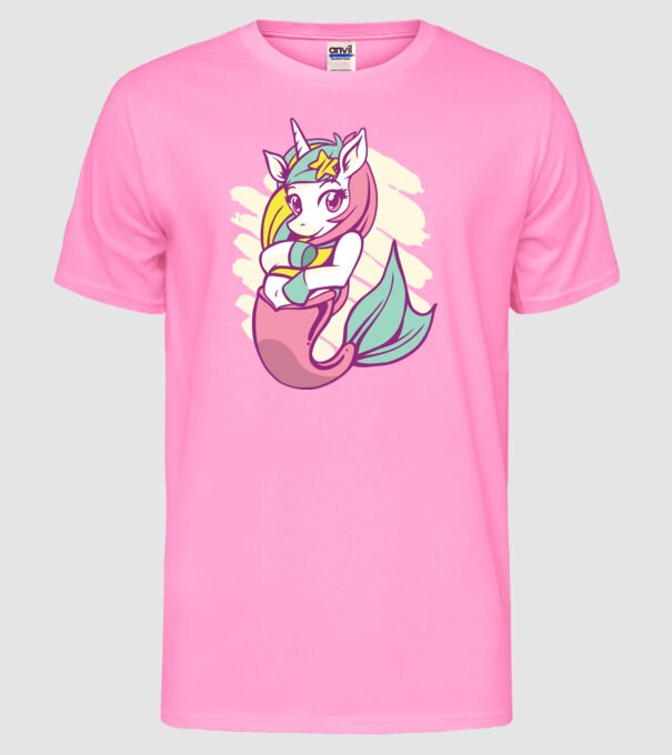 Unicorn Sirenă model roz neon pe tricou