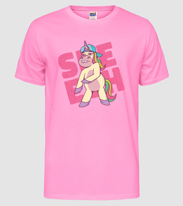 Unicorn Shesh model roz neon pe tricou
