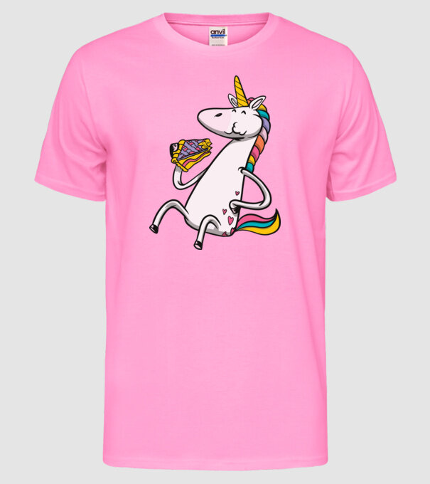Unicorn cu prăjitură model roz neon pe tricou