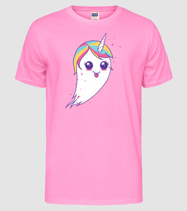 Unicorn Fantoma model roz neon pe tricou