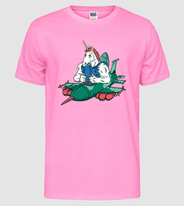 Unicorn Avion de vânătoare model roz neon pe tricou