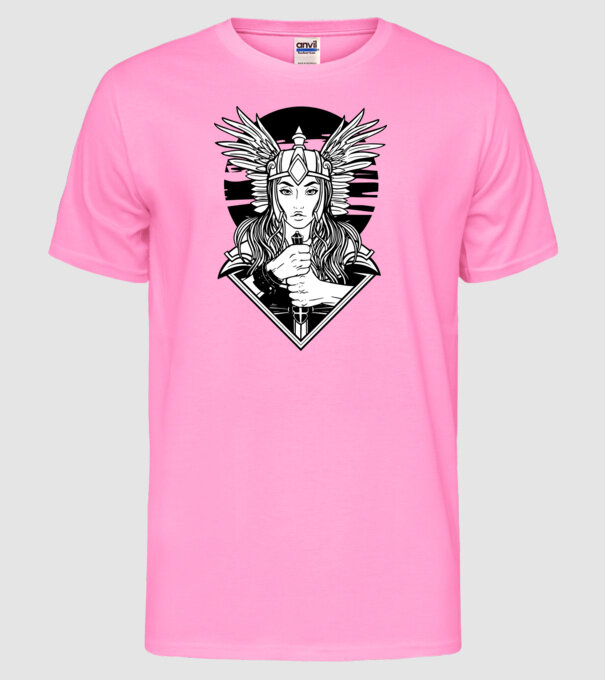 Zeița Valkyrie model roz neon pe tricou