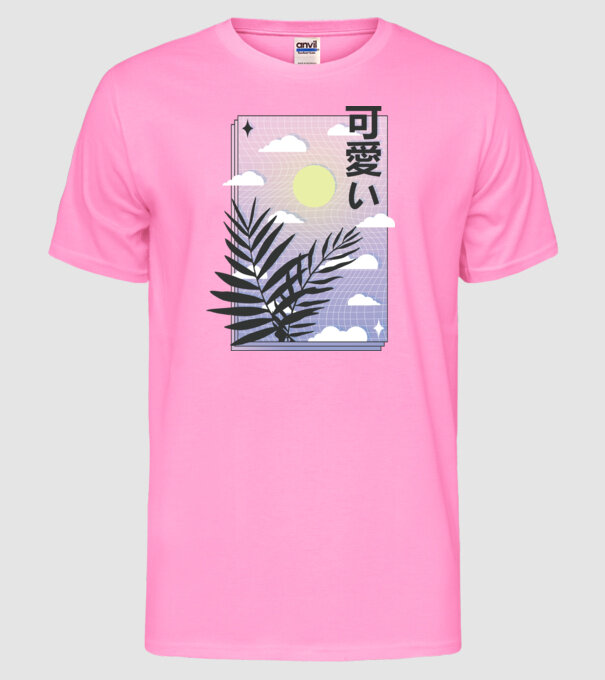 Vaporwave Val model roz neon pe tricou