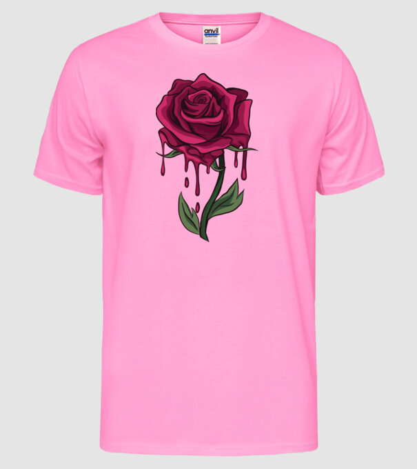 Trandafir sângerând model roz neon pe tricou