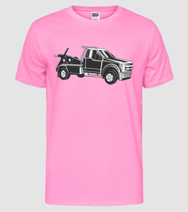 Mașină de remorcare model roz neon pe tricou