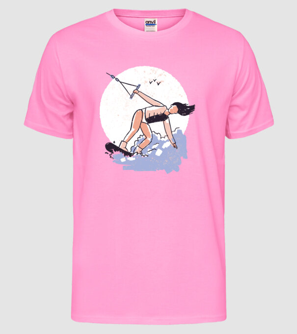 Fată cu Wakeboard model roz neon pe tricou