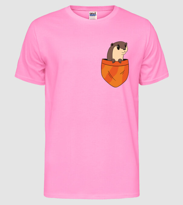 Vidra de buzunar model roz neon pe tricou