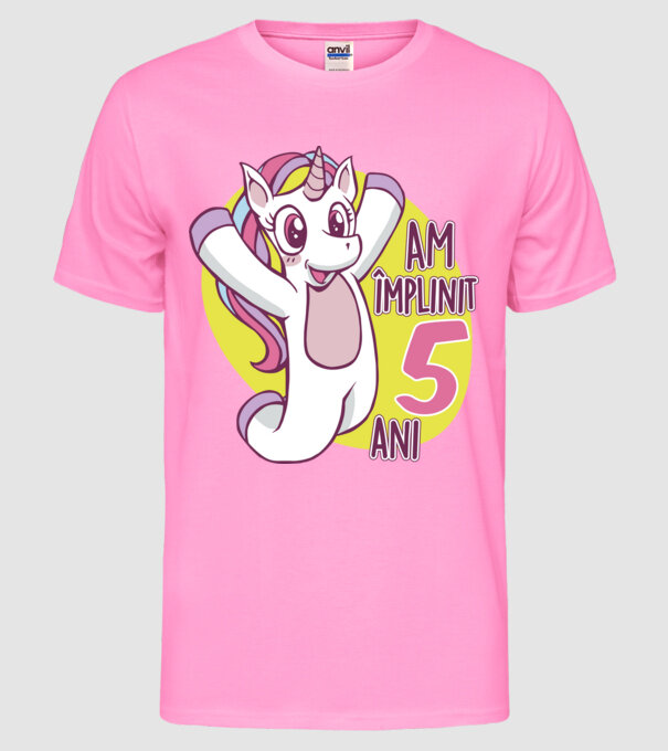 Am împlinit 5 ani model roz neon pe tricou