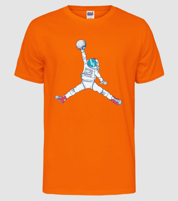Air Astronaut tricou astronaut model portocaliu neon pe tricou