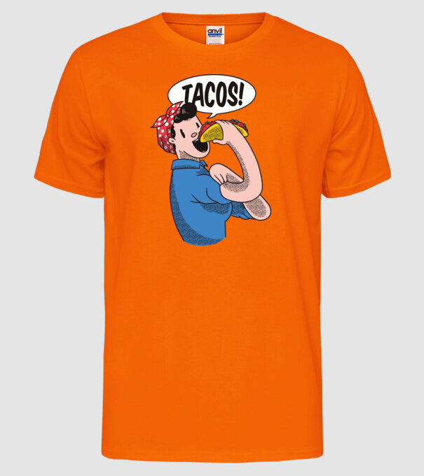 Tacos feminism model portocaliu neon pe tricou