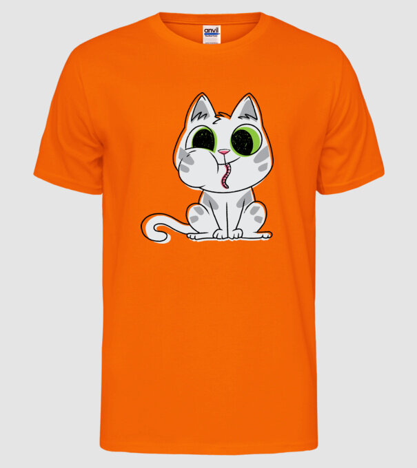 Pisicuță amuzantă model portocaliu neon pe tricou