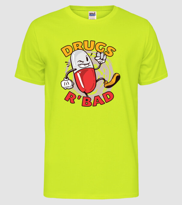 Drogurile sunt rele model galben neon pe tricou