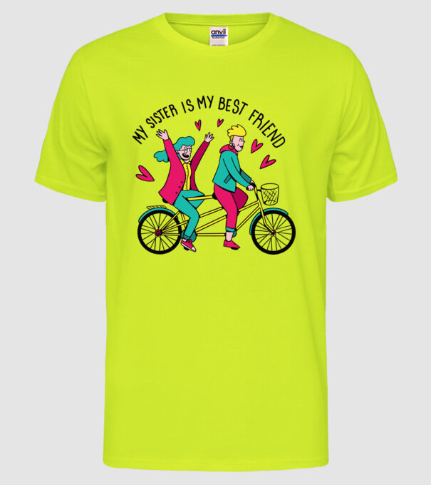 Sora mea este cea mai bună prietenă model galben neon pe tricou
