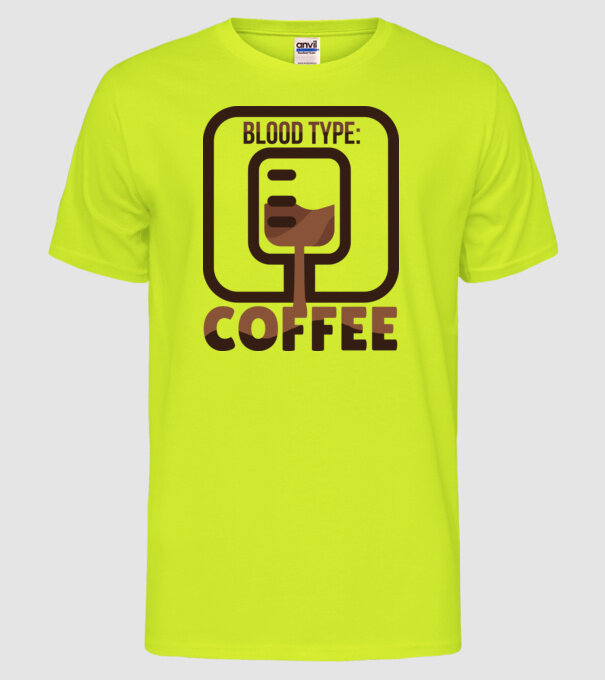 Grupa mea de sânge este cafeaua model galben neon pe tricou