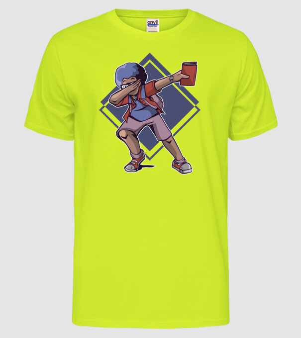 Student afro model galben neon pe tricou