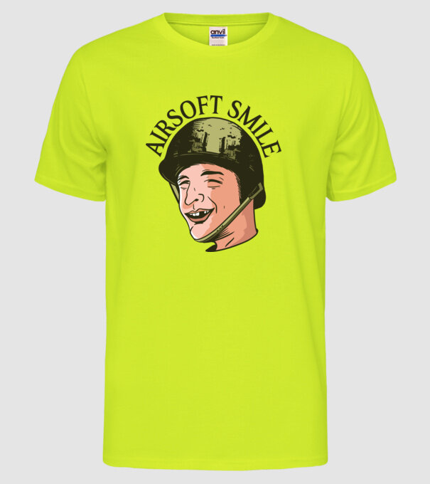 Zâmbet Airsoft model galben neon pe tricou