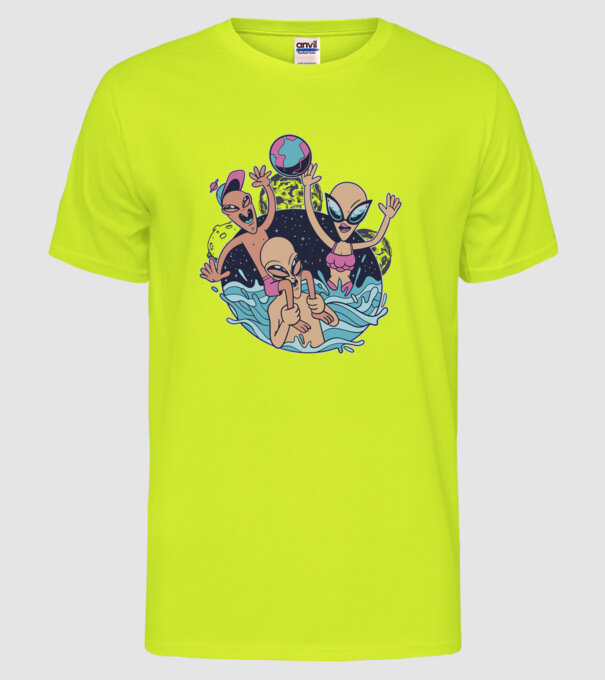 Alien Familie ștrand model galben neon pe tricou