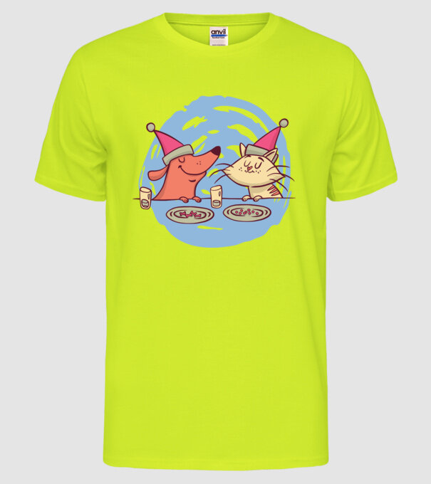 Petrecere de Crăciun animale model galben neon pe tricou