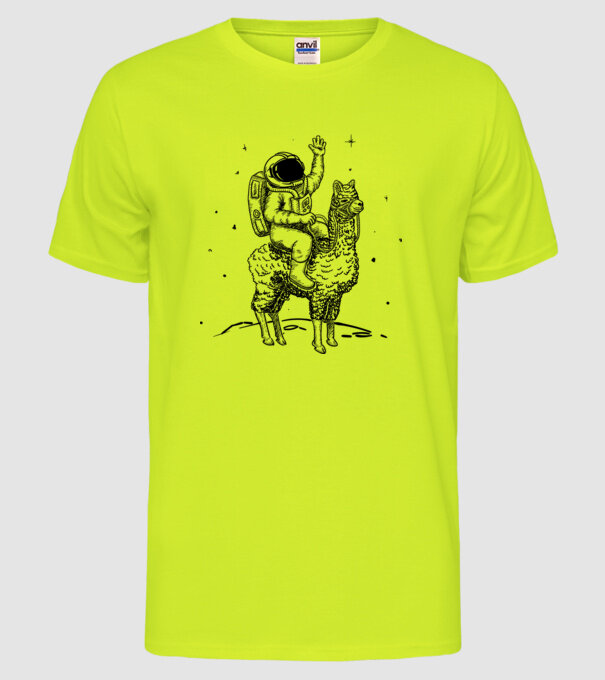 Alpaca Astronaut model galben neon pe tricou