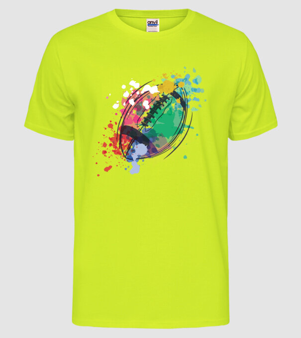 Fotbal american Acuarelă model galben neon pe tricou