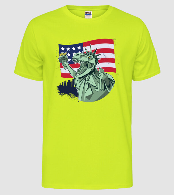 Ziua Independenței americane 4 iulie T-rex model galben neon pe tricou