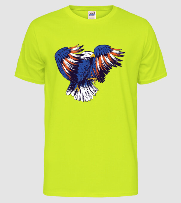 Vultur American model galben neon pe tricou