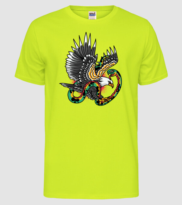 Vultur American model galben neon pe tricou