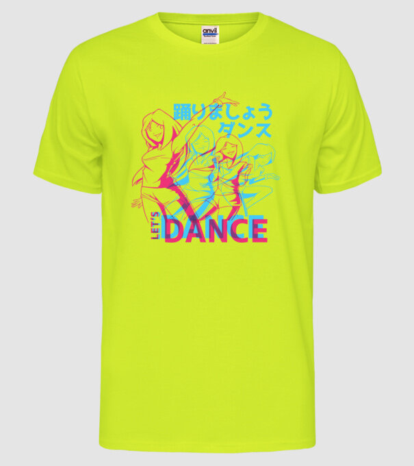 Anime Dance model galben neon pe tricou