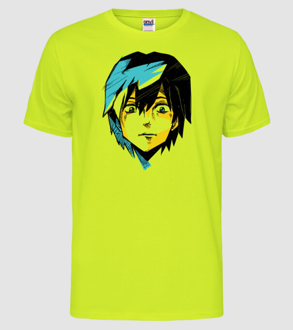 Cap Anime model galben neon pe tricou