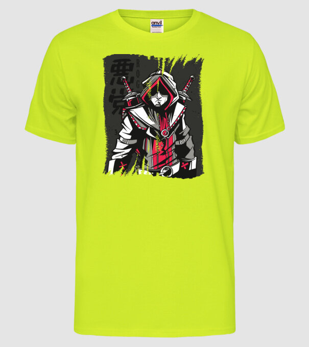 Războinic Anime model galben neon pe tricou
