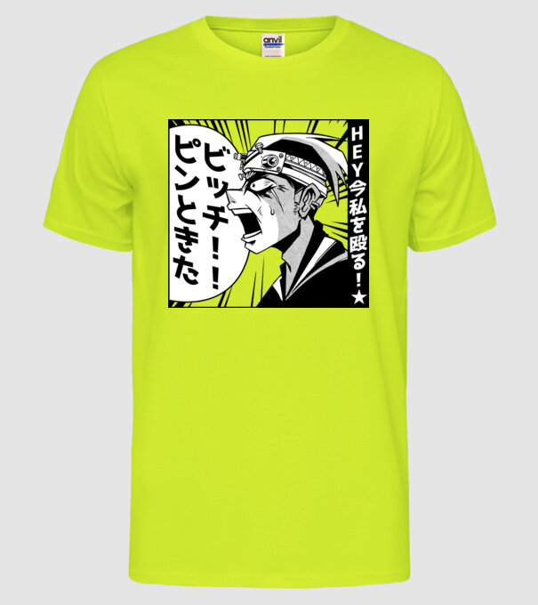 Cap Anime Manga model galben neon pe tricou