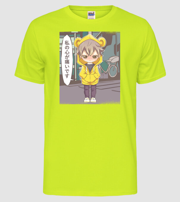 Anime Manga scenă model galben neon pe tricou